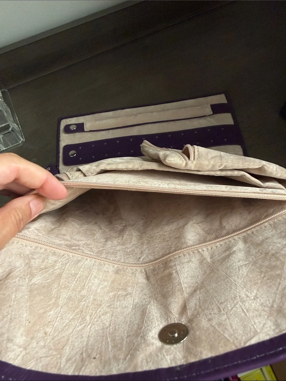 Purple Leather jewelry Clutch